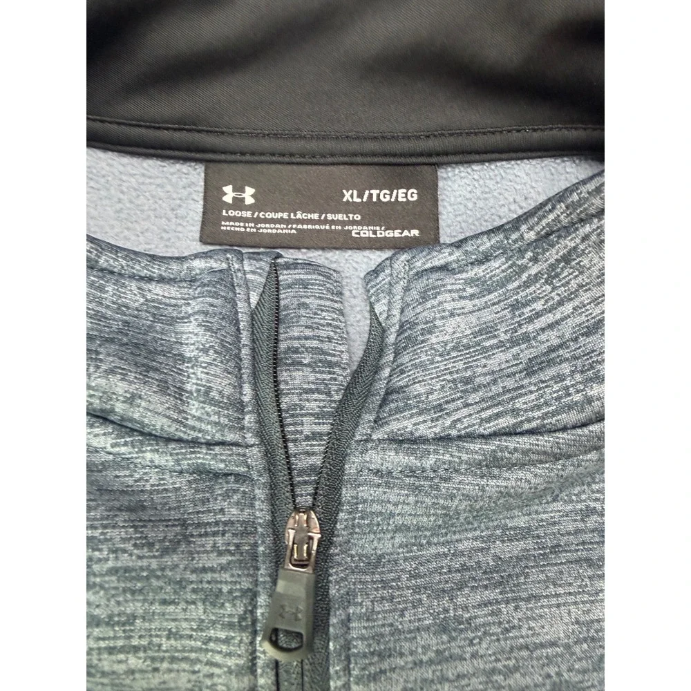 Under Armour ColdGear Mens XL blue Grey Space Dye 1/4 Zip Pullover Fleece